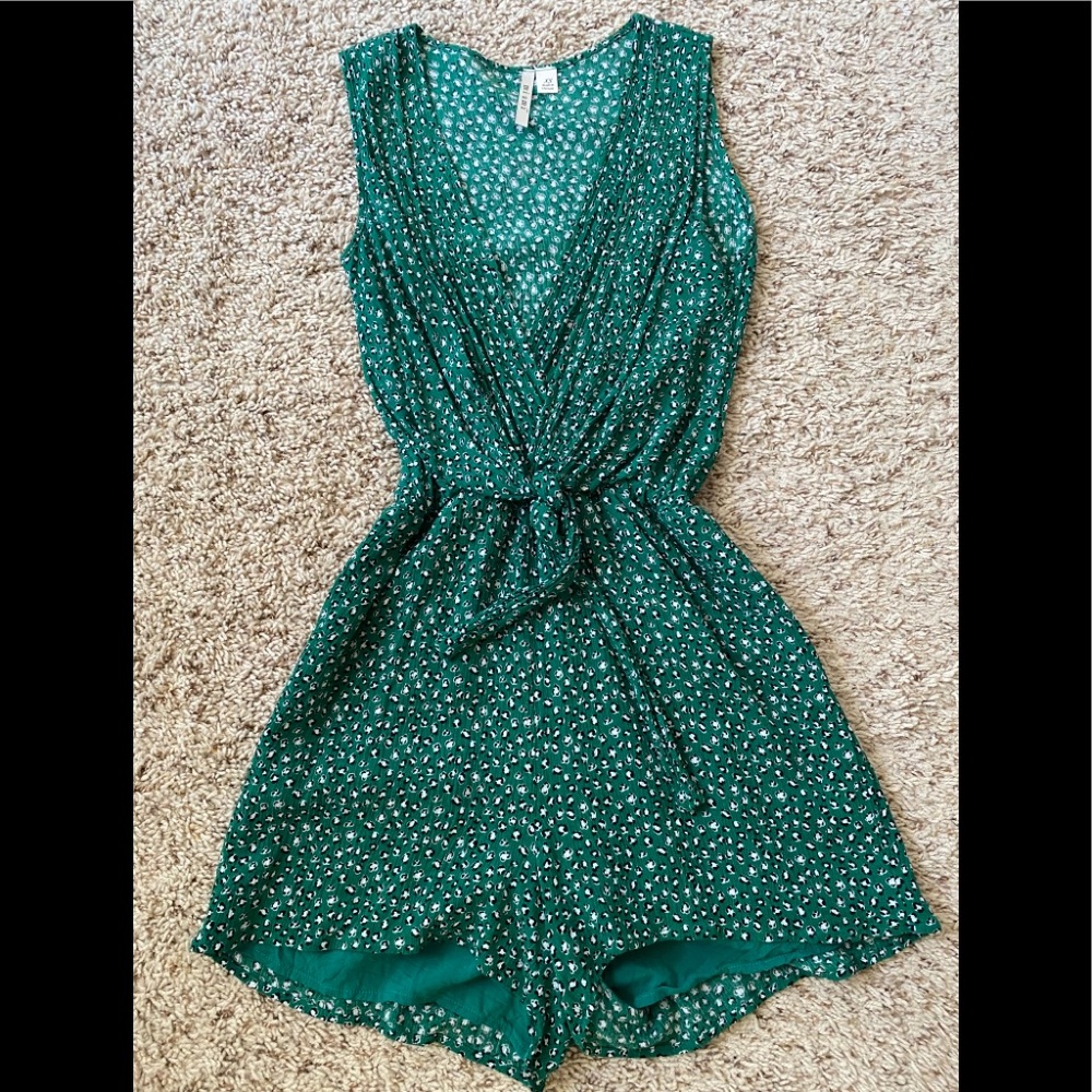Green floral romper